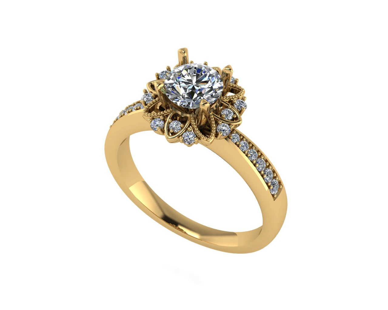 女性ダイヤモンド婚約指輪 3 d レンダリング 3Dプリントモデル .c4d .max .obj .3ds .fbx .stl .blend 