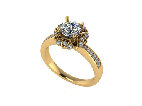 Женское обручальное кольцо с бриллиантом 3D рендеринг 3D Принт Модель