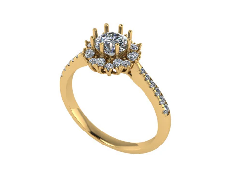 Frauen-Diamant-Verlobungsring 3D-Rendering 3D Druckmodell