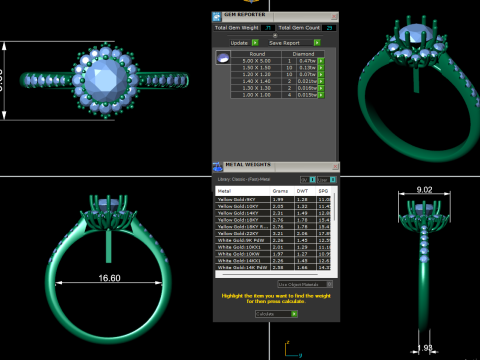 Women diamond engagement ring 3d render Modèles 3D en vedette