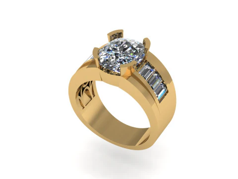 Мужское кольцо с бриллиантом 3D рендеринг 3D Принт Модель