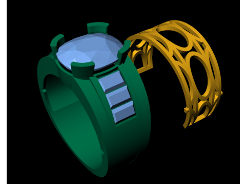 Men diamond ring 3d render 3Dプリントモデル