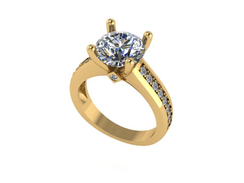 Женское кольцо с бриллиантом 3D рендеринг 3D Принт Модель