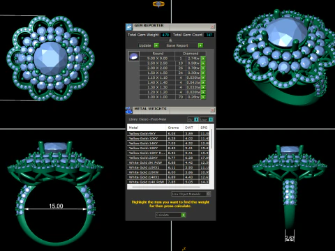 Женское кольцо с бриллиантом 3D рендеринг 3D Принт Модель