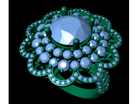 Женское кольцо с бриллиантом 3D рендеринг 3D Принт Модель