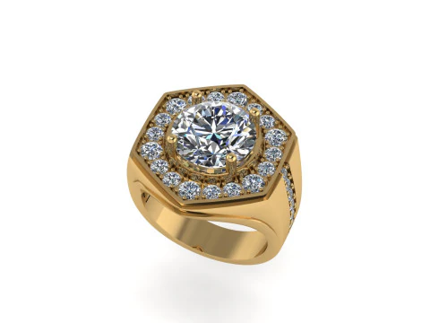 男士钻戒 3d 渲染-大版本 3D 打印模型