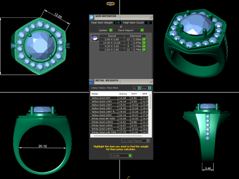 Men diamond ring 3d render - big version 3D Принт Модель