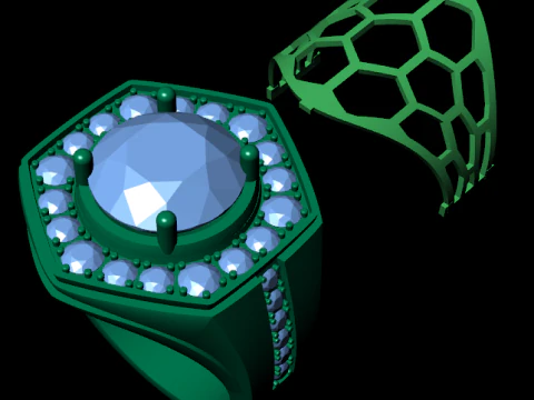 Men diamond ring 3d render - big version 3D Print Model