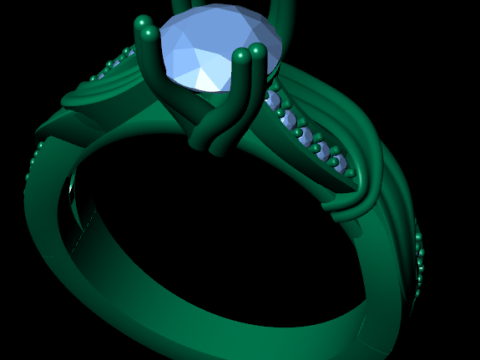 Women diamond ring 3d render Modello di stampa 3D