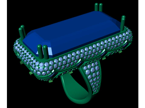 Rendu 3D de conception de bague en diamant Modèles 3D en vedette