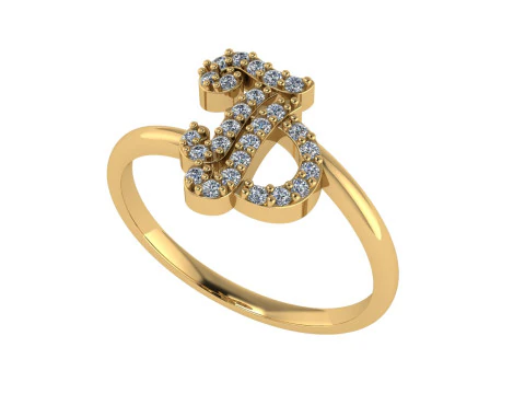 3D-рендеринг дизайна бриллиантового кольца - буква TD 3D Принт Модель