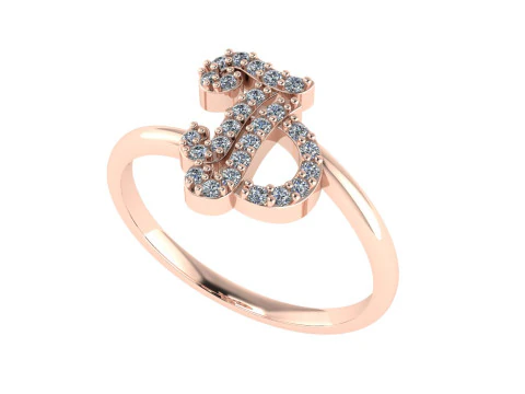 Diamond ring design 3d render - the letter TD 3D Print Model