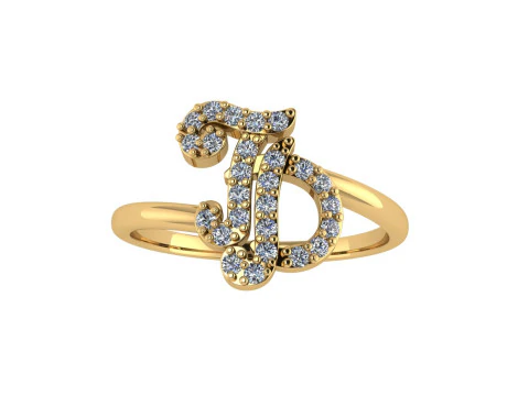 Diamond ring design 3d render - the letter TD 3D Print Model