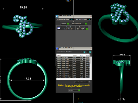 Diamond ring design 3d render - the letter TD Modello di stampa 3D