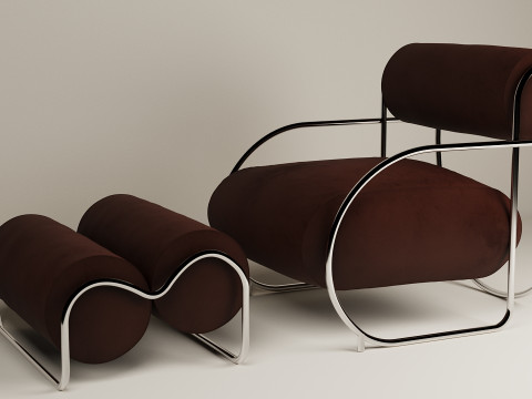 Chromeo Armchair Ottoman 3D Model