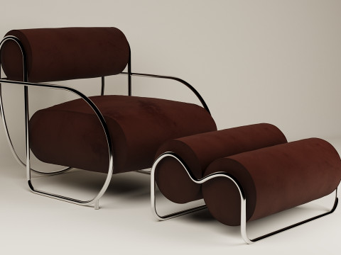 Chromeo Armchair Ottoman 3D Model