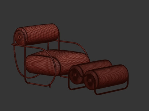 Chromeo Armchair Ottoman 3D Model