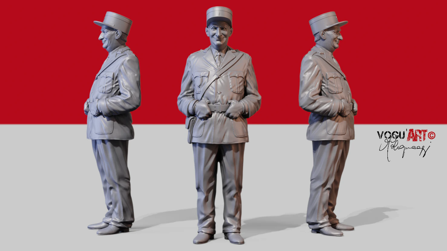 De Funes gendarme french 3D Print Model .c4d .max .obj .3ds .fbx .stl .blend 