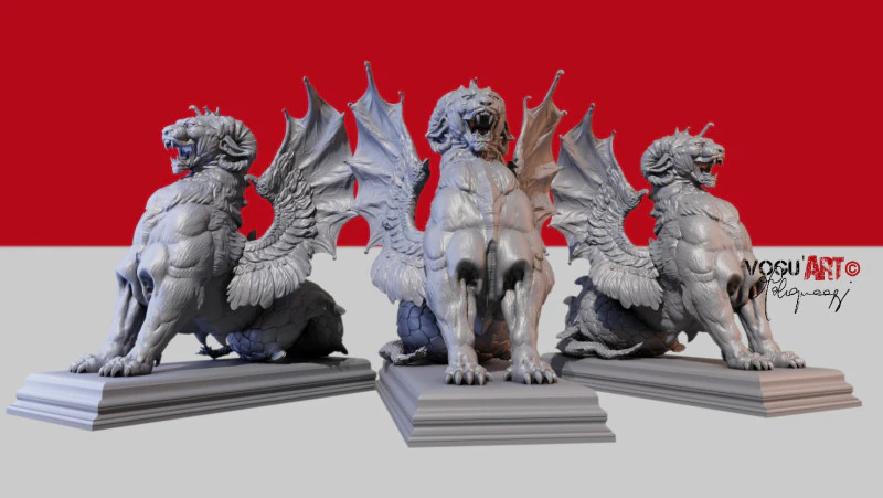 Дракон Химерик 3D Принт Модель .c4d .max .obj .3ds .fbx .stl .blend