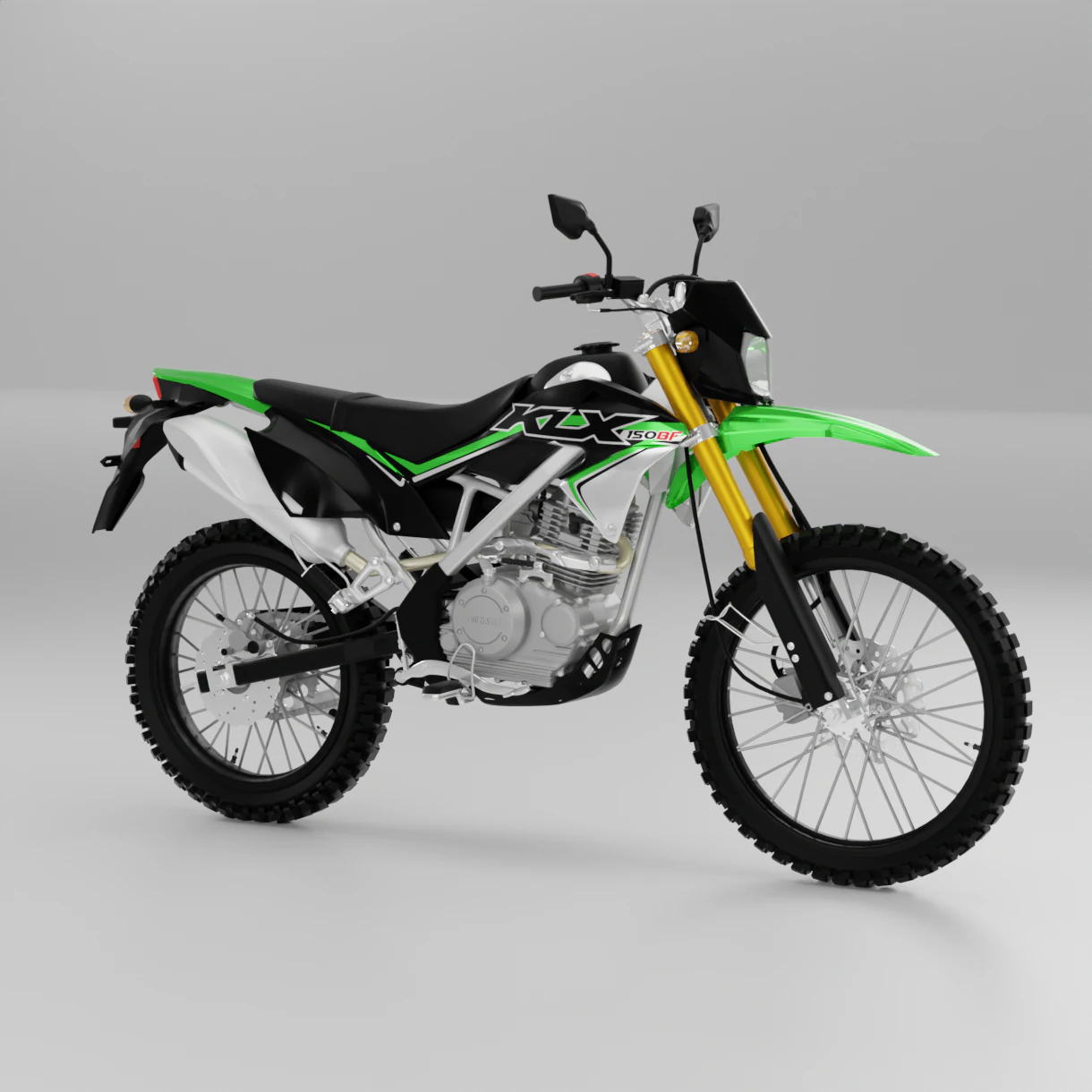 Kawasaki KLX 150BF 3D Model .c4d .max .obj .3ds .fbx .stl .blend