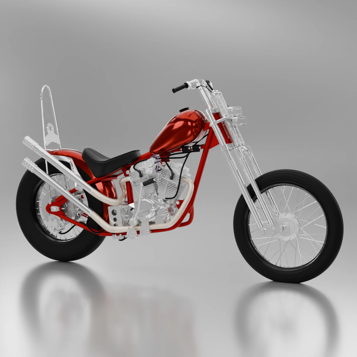 Honda TIGER V - TWIN Chopper Custom 3D Model .c4d .max .obj .3ds .fbx .stl .blend 