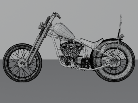 Honda TIGER V - TWIN Chopper Custom 3Dモデル