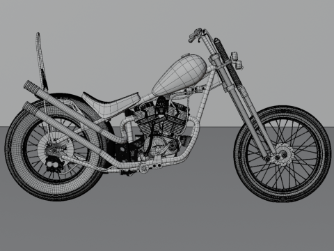 Honda TIGER V - TWIN Chopper Custom 3Dモデル