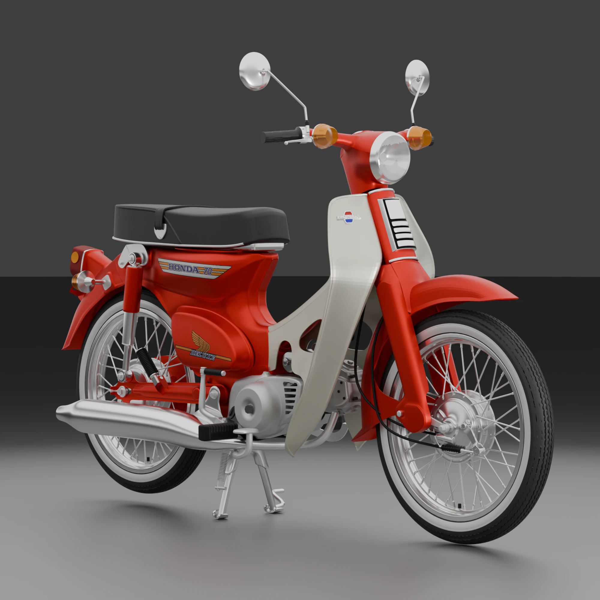 1969 - Honda C70 or Cub 70 3D Model .c4d .max .obj .3ds .fbx .stl .blend 