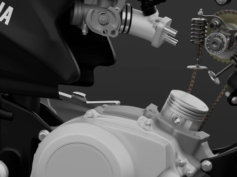 2014 - Animaci&oacute;n del motor aparejado Yamaha YBR 125 Modelo 3D