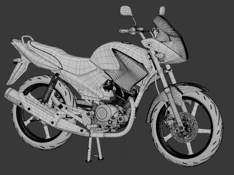 2014 - Yamaha YBR 125 Rigged Engine Animation 3D Model