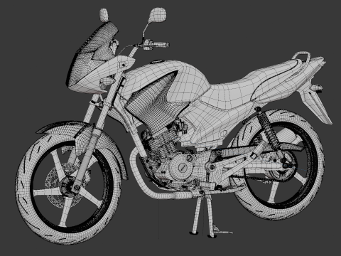 2014 - Yamaha YBR 125 Rigged Engine Animation 3D Model
