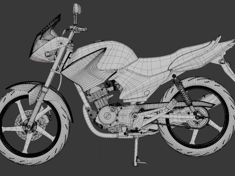 2014 - Yamaha YBR 125 Rigged Engine Animation 3D Model