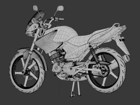 2014 - Yamaha YBR 125 Rigged Engine Animation 3D Model