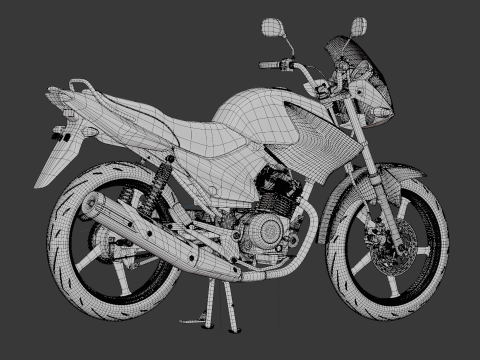2014 - Yamaha YBR 125 Rigged Engine Animation 3D Model