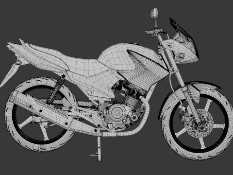 2014 - Yamaha YBR 125 Rigged Engine Animation 3D Model