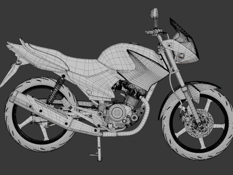 2014 - Animaci&oacute;n del motor aparejado Yamaha YBR 125 Modelo 3D