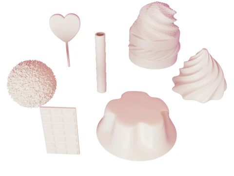 Cute sweets set 3D Model