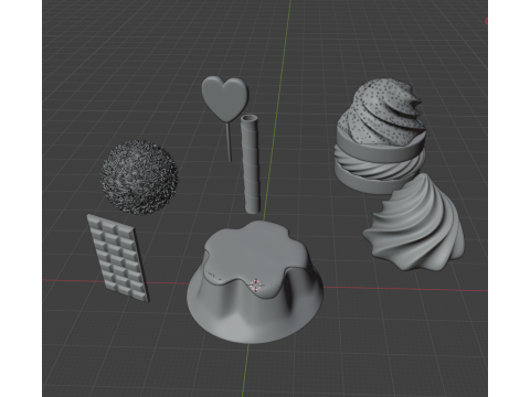 Cute sweets set 3D-Modell