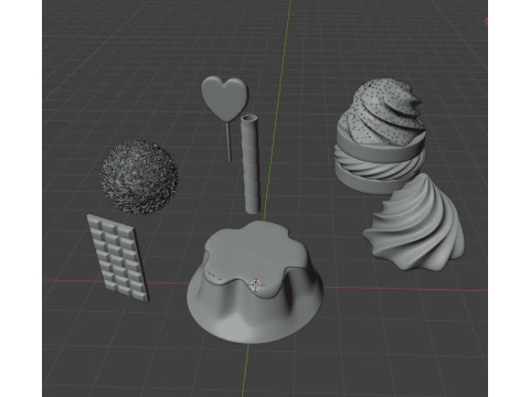 Cute sweets set 3D Model