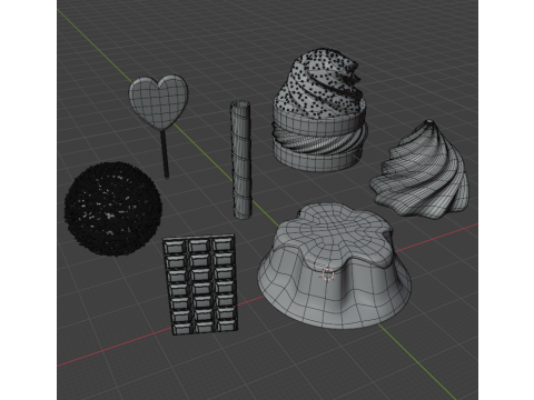 Cute sweets set 3D-Modell