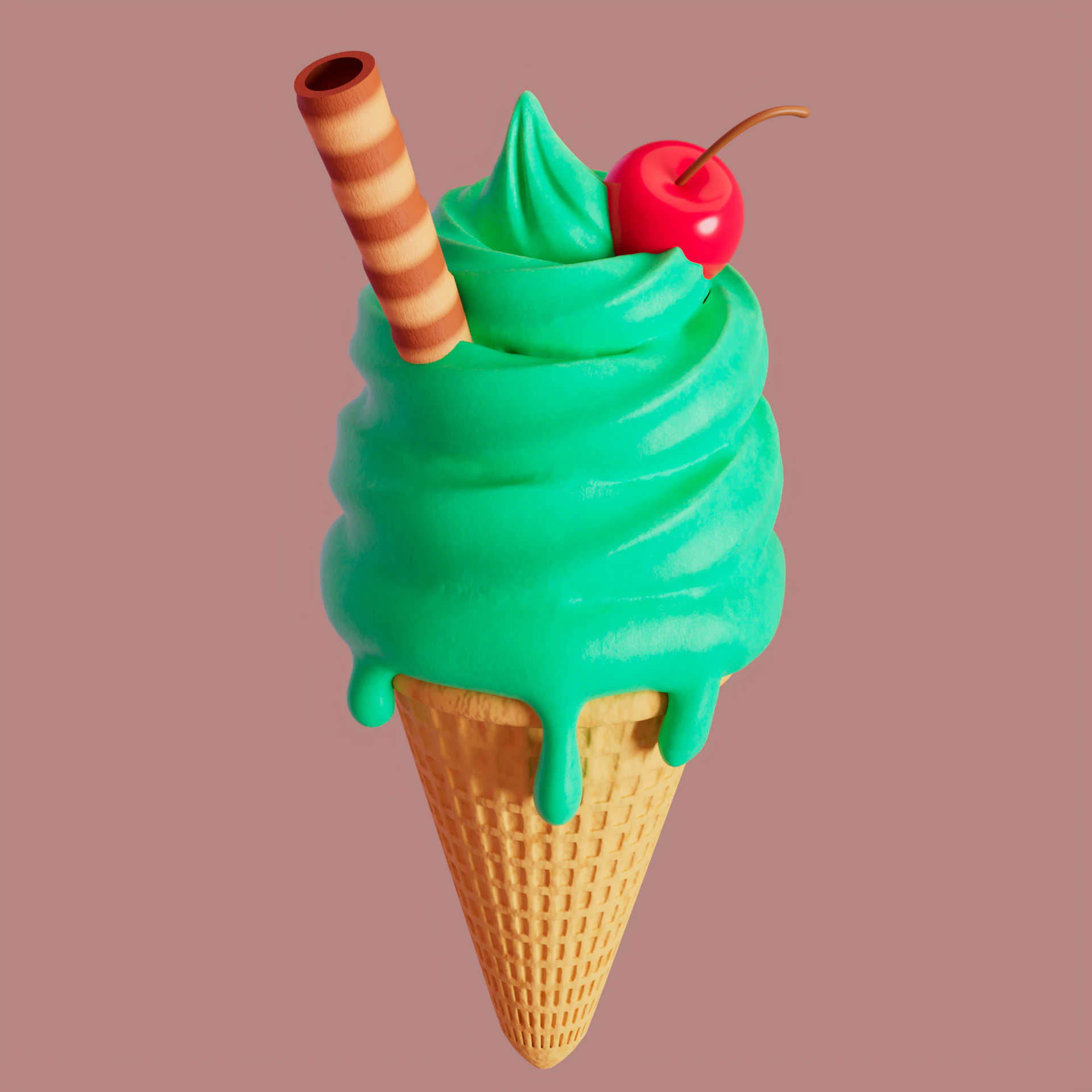 Mint Ice Cream model 3D Model .c4d .max .obj .3ds .fbx .stl .blend 