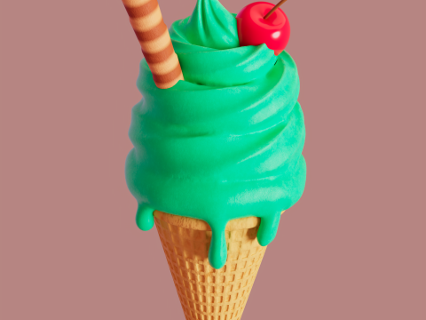 Mint Ice Cream model 3D Model