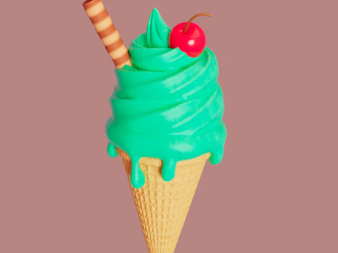 Mint Ice Cream model 3D Model