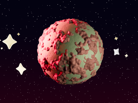 Colorful texturized cartoony planets set 3D Модель