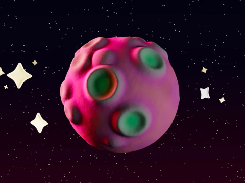Colorful texturized cartoony planets set 3D Model