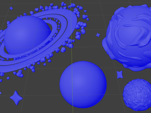 Colorful texturized cartoony planets set 3D Модель