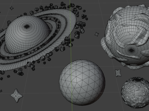 Colorful texturized cartoony planets set 3D Модель