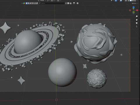 Colorful texturized cartoony planets set 3D Модель