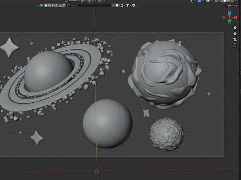 Colorful texturized cartoony planets set 3D Model