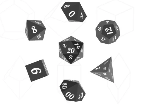 Набор из 7 предметов Dice Masters с предварительно поддерживаемыми файлами STL для 3D-печати Шрифт Lobster 3D Принт Модель